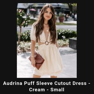 Le Lis VICI Dolls Audrina Puff Sleeve Cutoff Dress, Cream, Size Small